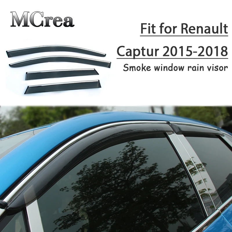 MCrea 4pcs ABS Car Smoke Window Sun Rain Visor Deflector Guard For Renault Captur 2015 2016 2017 2018 Styling Accessories | Автомобили и