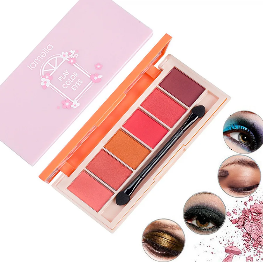 

Eyeshadow Cosmetics Set With Brush Pallete Waterproof Cosmetics 6 Colors Eye Makeup Palette Eyeshadow palette makeup Matte