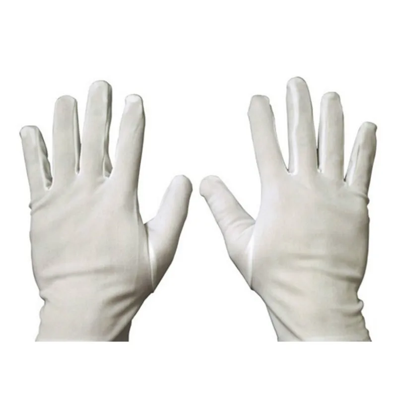 1 Pair Gloves Medium Thick White Cotton Polyester Chemistry Lab