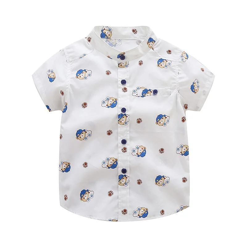 

baby boys clothes summer 2019 kids shirts cartoon bear print short sleeve kids shirt thin cotton La camisa children shirt