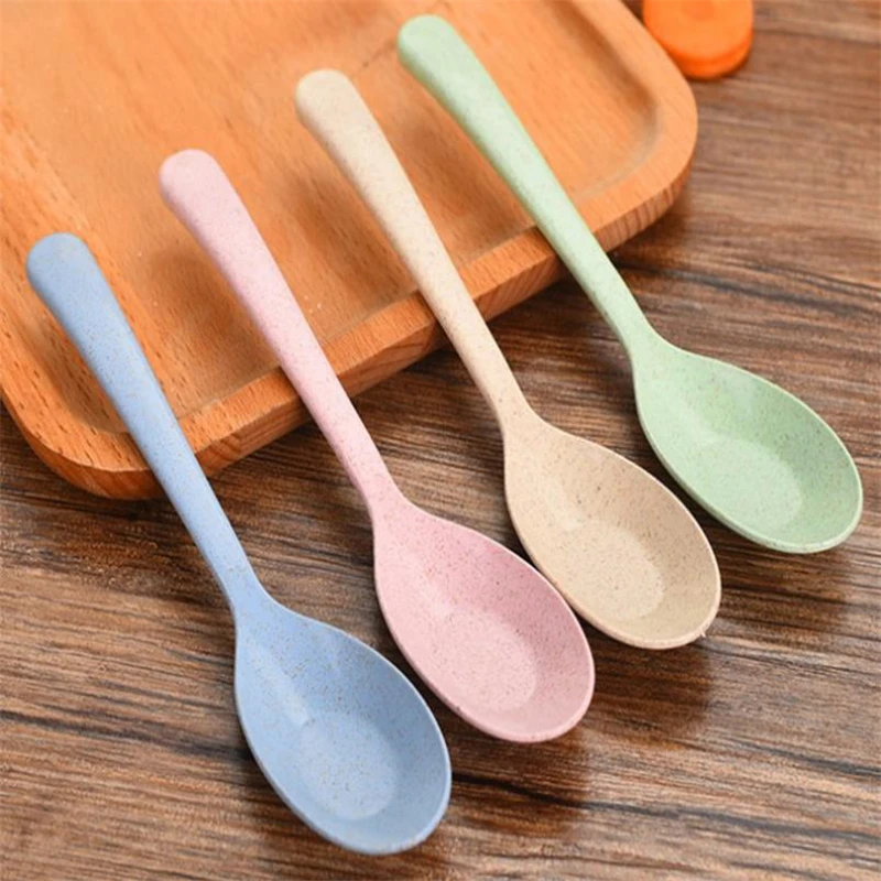

Hot Sale 16 cm long Wheat Straw Soup Spoon Ladle Tablespoon Eco-Friendly Healthy Rice Spoons Kids Tableware Home Kitchen Tools