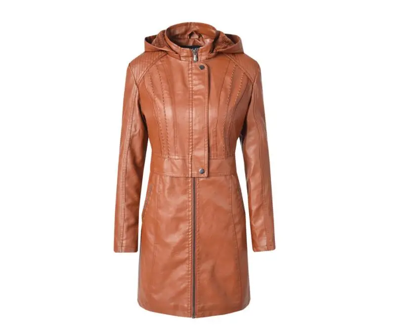 

S-XL Leather Coat Jacket Women Fashion Slim Patchwork Long Female Jacket High Quality PU Motorcycle Autumn Winter Outerwear