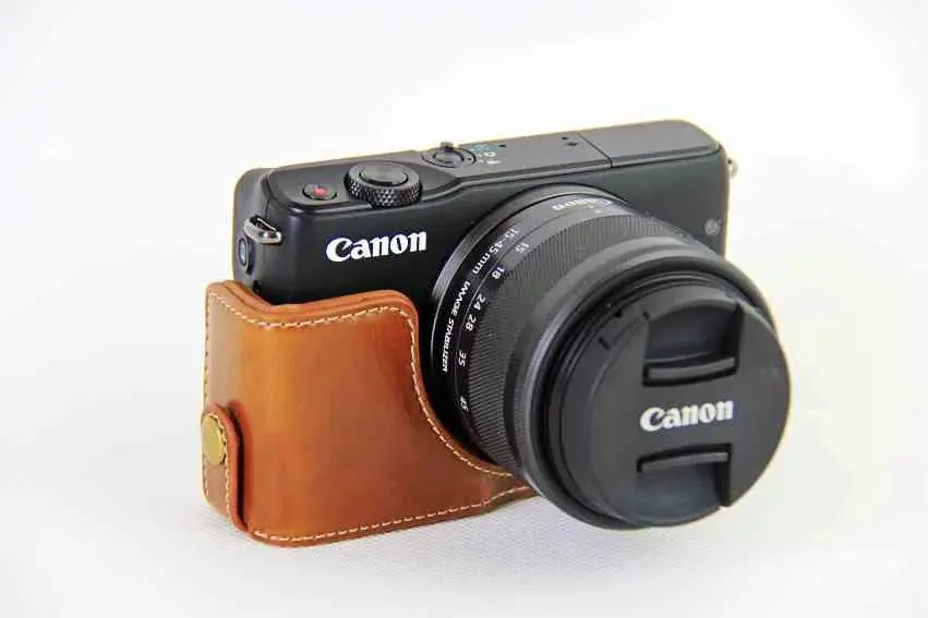 Чехол из искусственной кожи для камеры, сумка на половину тела для Canon EOS M10 EOS M100, чехол на дно - Цвет: Brown