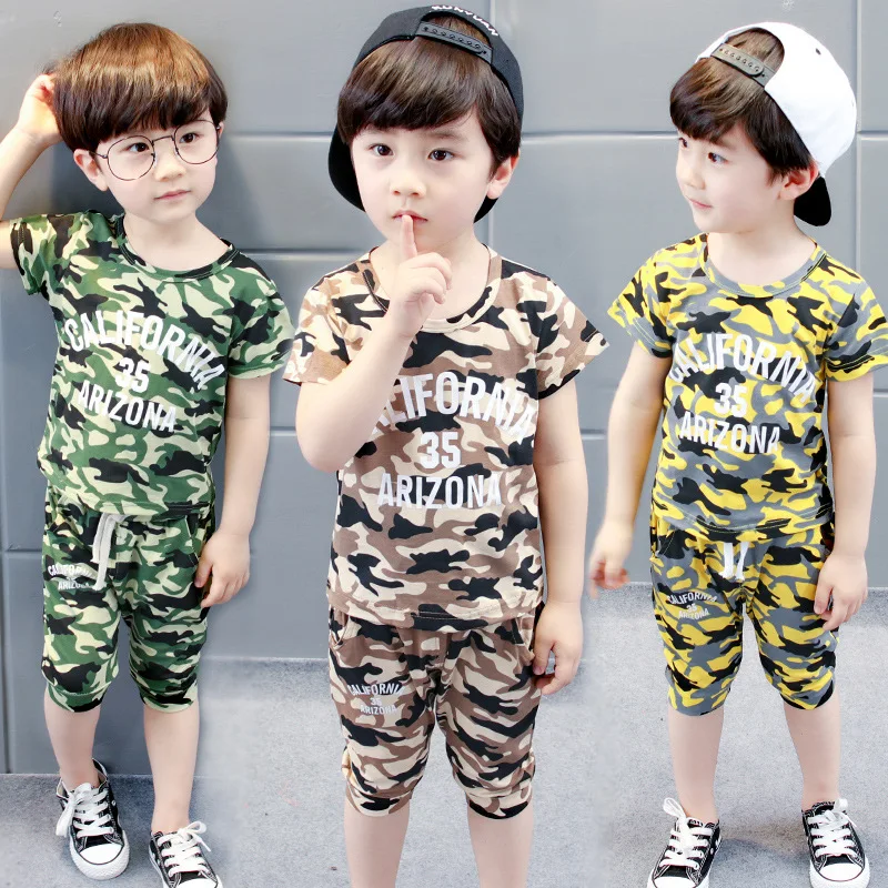 2018 new baby boy summer clothing set short sleeved T shirts+pants boys