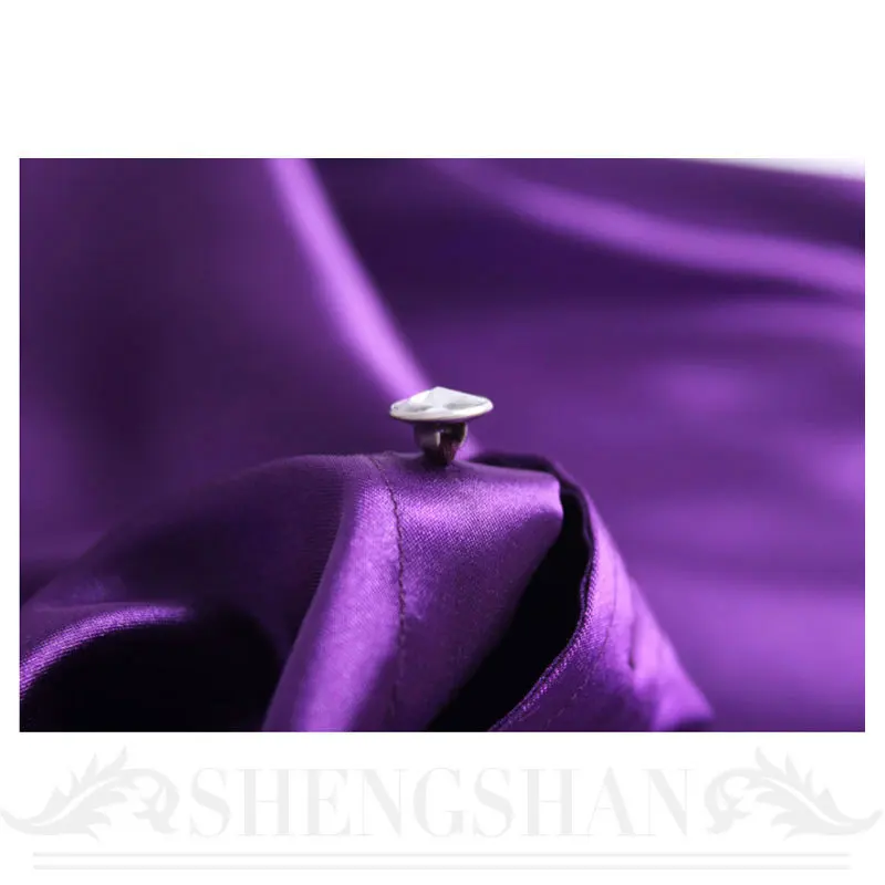 Новые мужские Фиолетовый Формальные Повседневное рубашки Slim Fit Жених/жениха атласное платье рубашка S18