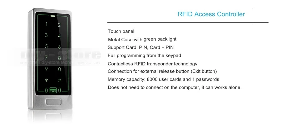 Diysecur touch Панель RFID считыватель пароль дверной Управление доступом безопасности Системы комплект + 180 кг 350lb магнитный замок 8000 пользователей