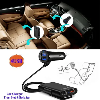 

QC3.0 4 USB Ports 7A Quick Charge Phone Car Charger Adapter For Front Back Seat