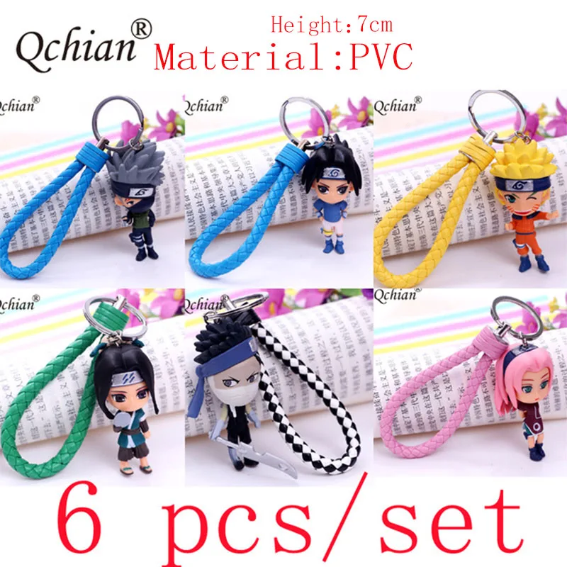 7pcs 11pcs Action Figure Keychain Naruto Sasuke Marvel Spider Super Man Iron Man Dragon Ball Goku Dolls Toys 3D PVC Keychain - Цвет: Цвет: желтый