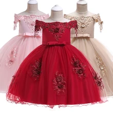 Новогоднее платье платья для девочек с объемными розами платье для маленьких девочек бальное платье для рождественской вечеринки Одежда для маленьких девочек короткий рукав