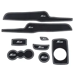 

Stickers Auto Car Accessories Cup Holder Mat Holder Gate Slot Pad  Interior Door Rubber Non-slip for Ford Fiesta with 8pcs