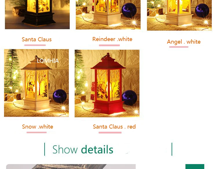 Christmas Elk Snowman Santa Claus Mini LED Night Light Hanging Candle Lantern Table Lamp 10