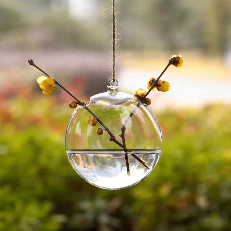 

2016 new 10CM type glass house ball hanging green transparent crystal glass vase Hydroponics