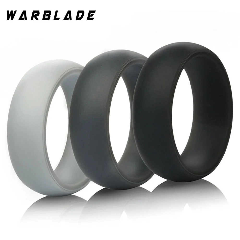 8mm Food Grade FDA Silicone Ring Hypoallergenic Crossfit Flexible Silicone Finger Rings For Men Women Wedding Jewelry 5pcs/set