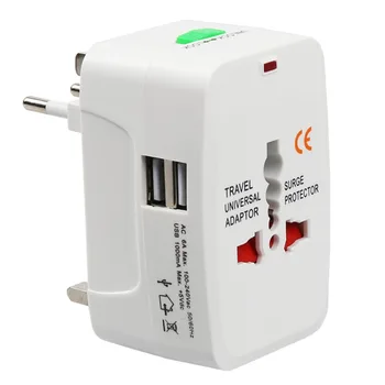 

Travel Adapter with Box Universal Electric Plug Socket Adapter International Socket 1 and 2 USB Power Charger for EU UK US AU