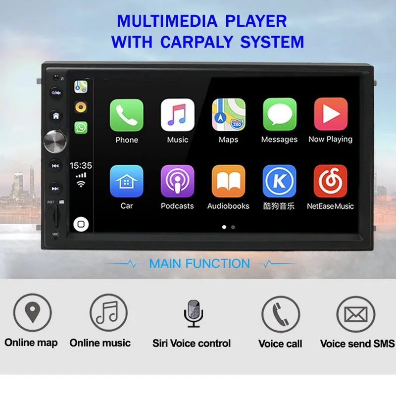 7 ''2 DIN автомагнитола, автомобильная стерео для Apple Carplay и Android MP5 gps Navi авторадио Зеркало Ссылка Bluetooth Мультимедиа камера заднего вида