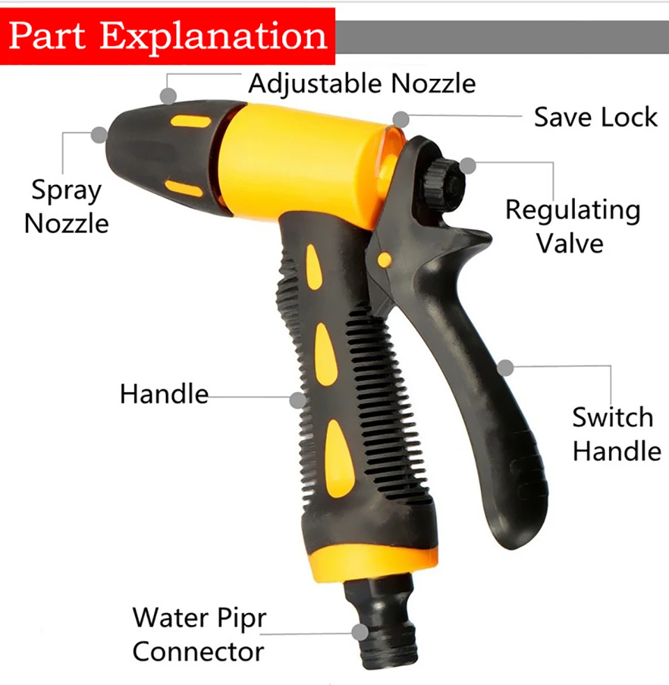 Садовые инструменты и оборудование установки автомобильный пистолет для распыления воды регулируемый шланг для мытья сада портативный оросительное сопло высокого давления