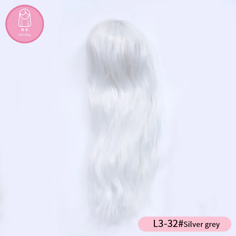 Парик для куклы BJD L3# Размер 9-10 дюймов 1/3 высокотемпературный парик длинные волосы bjd sd кукольные парики для красоты ручной работы diy - Цвет: L3 32 Silver gray