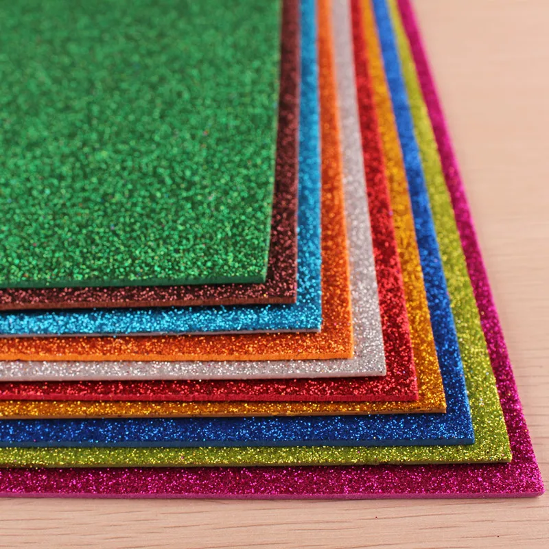

(10Pcs/lot)A4 Sponge Paper Glitter Flash Gold Handcraft EVA Foam Paper Sheets Kindergarten DIY Paper Sheets Without Sticker