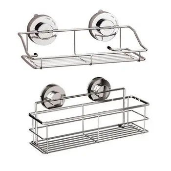 

Strong Suction Shower Basket Dual Sucker Bathroom Shelf Washing Room/Kitchen Corner Basket Wall Mounted Storage Rack 40