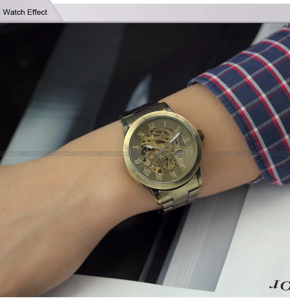 New Steampunk Watches Men Vintage Bronze Automatic Mechanical Skeleton Wrist Watches Men's Mechanical Watch Relogio Masculino