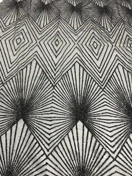 

L-387 pretty glued glitter Embroidery African Nigerian Guipure Lace Fabric
