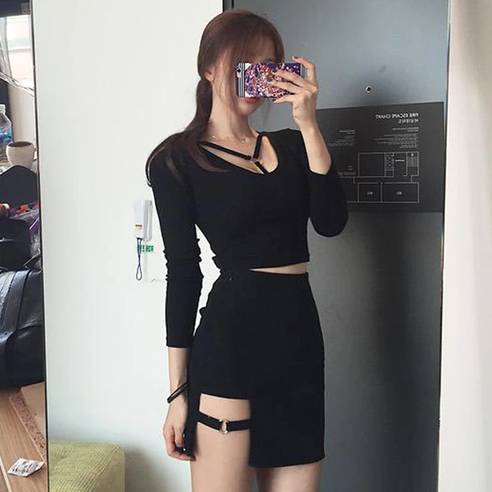 Korean Sexy Women Irregular Cotton High Waist Bandage Skirt Mini Bodycon Short Skirt Black Solid Slim Clubwear Harajuku New Hot Korean Sexy Women Irregular Cotton High Waist Bandage Skirt Mini Bodycon Short Skirt Black Solid Slim Clubwear Harajuku New Hot