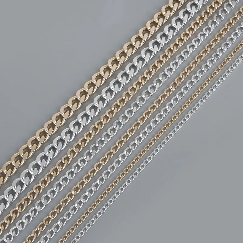 1-5 meter/lot Rhodium/Gold/Aluminum Plated Necklace Chains Brass Bulk for DIY Jewelry Making Materials 4 Size For Selection