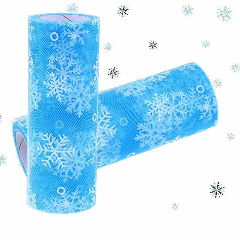

Snowflake Tulle Roll DIY Craft kid Tutu table Skirt Gift Ribbon birthday Party Baby Shower Wedding Christmas new year Decoration