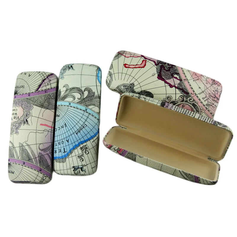 Fashion Optical Glasses Case Women Men Reading Glasses Box Map Print