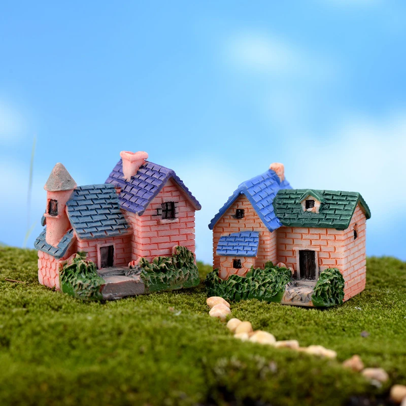 

4PCS/Set Random Mini House Miniature For DIY Micro Landscape Resin Ornament