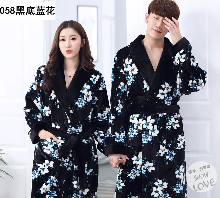 Новое поступление модные Стиль осень пара халат толстый фланелевый Халат удобные мягкие отдыха халат для любителей пижамный комплект