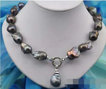 

baroque black keshi reborn pearl necklace pendant free shipping