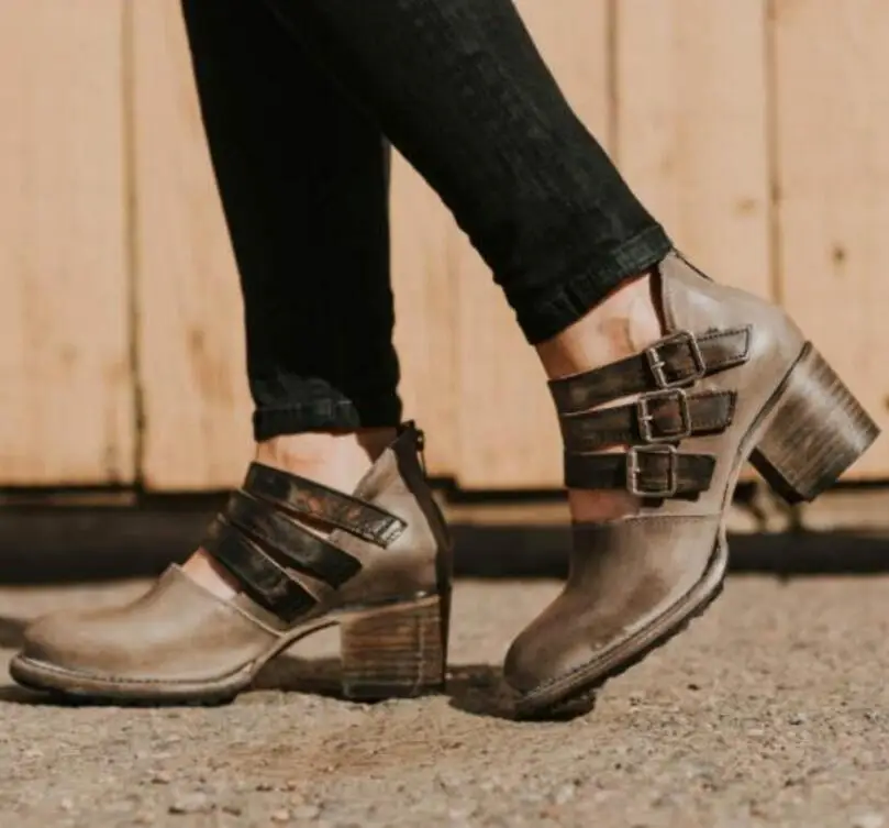 Женские туфли-лодочки на высоком массивном каблуке zapatos mujer Женская Винтажная