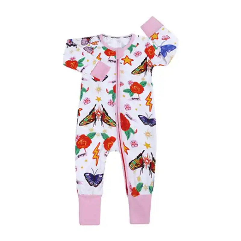 

2019 New born Baby Boy Clothes Infant Romper Long Sleeve Flower Print Baby Girl Rompers Jumpsuit Pajamas Baby Clothing Pajamas
