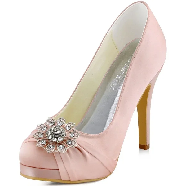 pink satin bridal shoes