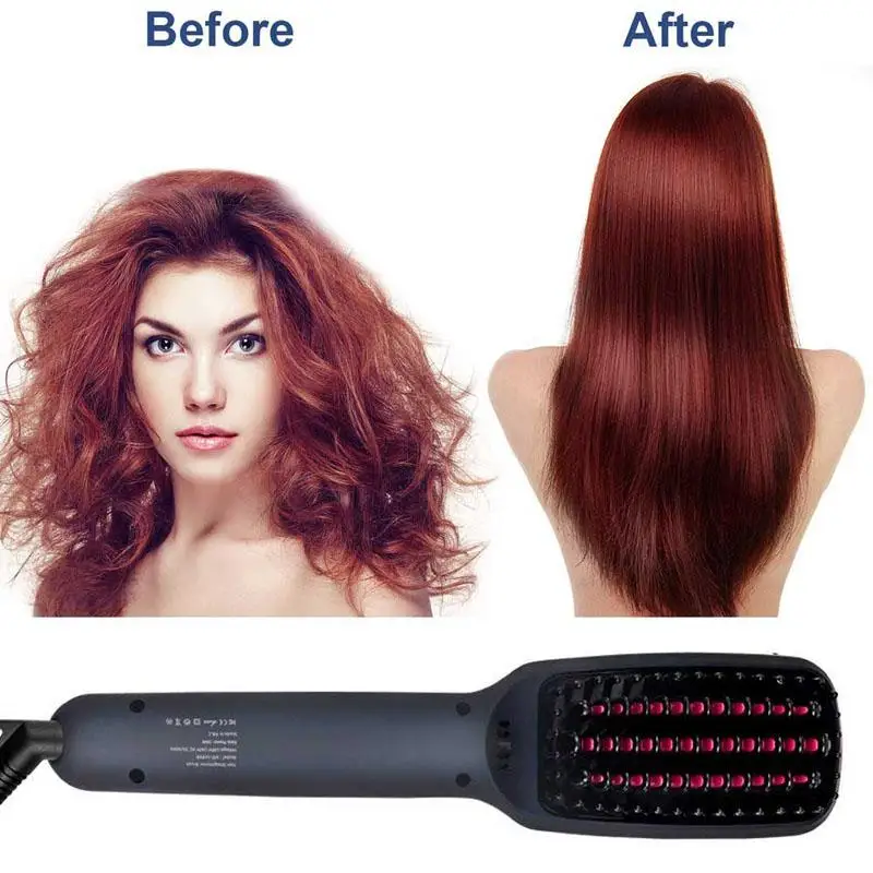 

2 in 1 Negative Ion Straight Hair Comb 30S Fast Hot Constant Temperature Straightener Brush Styling Tools for Hair Mustache