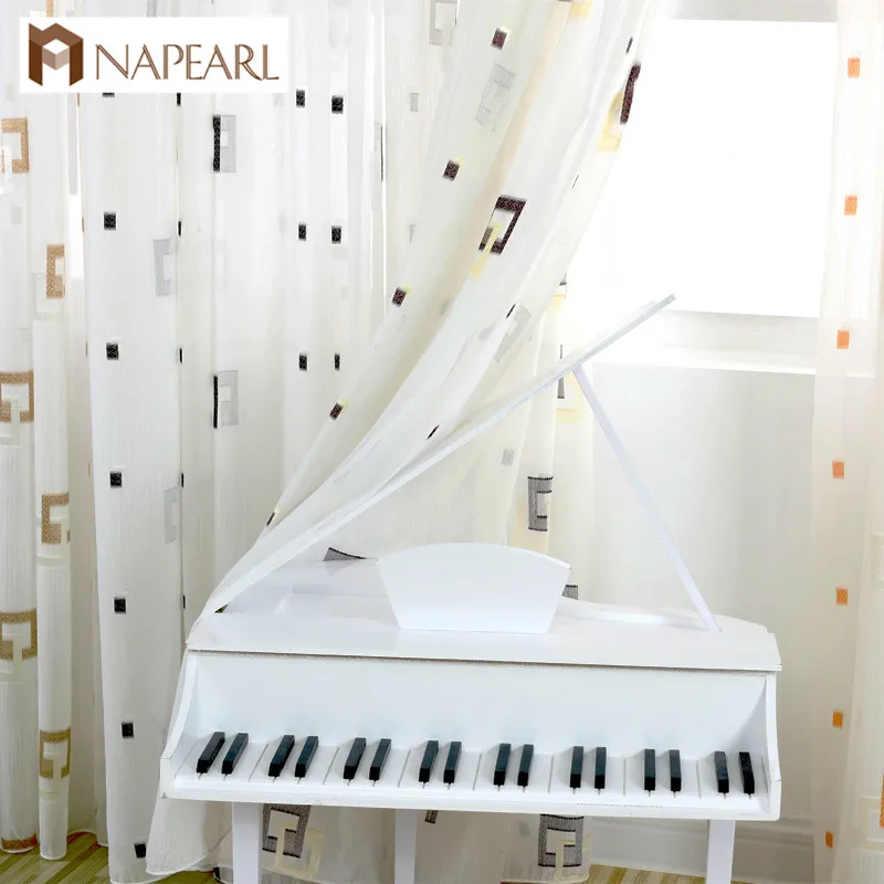 

NAPEARL Geometric design plaid voile tulle curtains multiple colors curtain fabrics tulle window bedroom modern curtains balcony