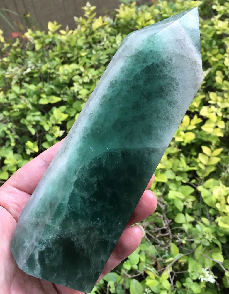 

880g Natural green fluorite points crystal wand for decorative