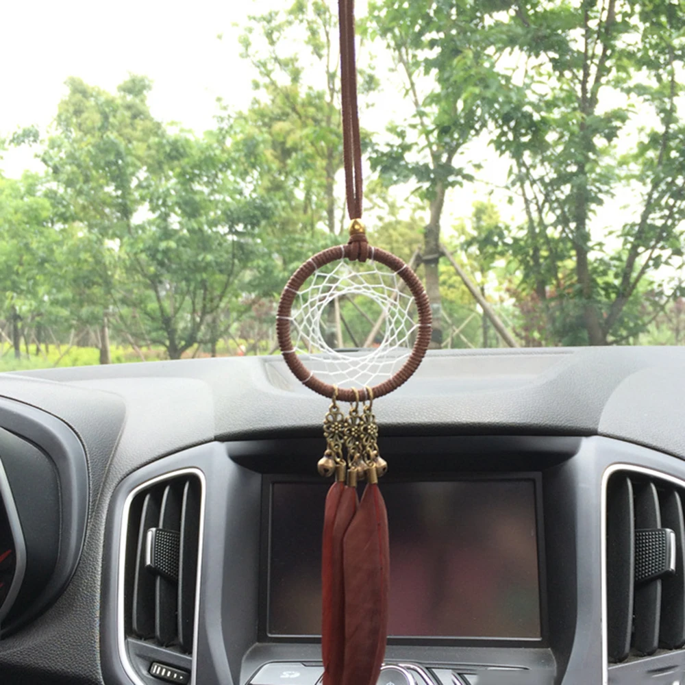 

Car Pendant Wind Bell Feather Handicraft Ornament Dreamcatcher Auto Rearview Mirror Trim Decoration Adornment Accessories Gifts