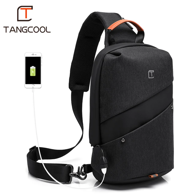 2019 New Tangcool Brand Men Fashion Messenger bags waterproof Oxford Women Chest Cross Body Bags Leisure Packs USB Charging port