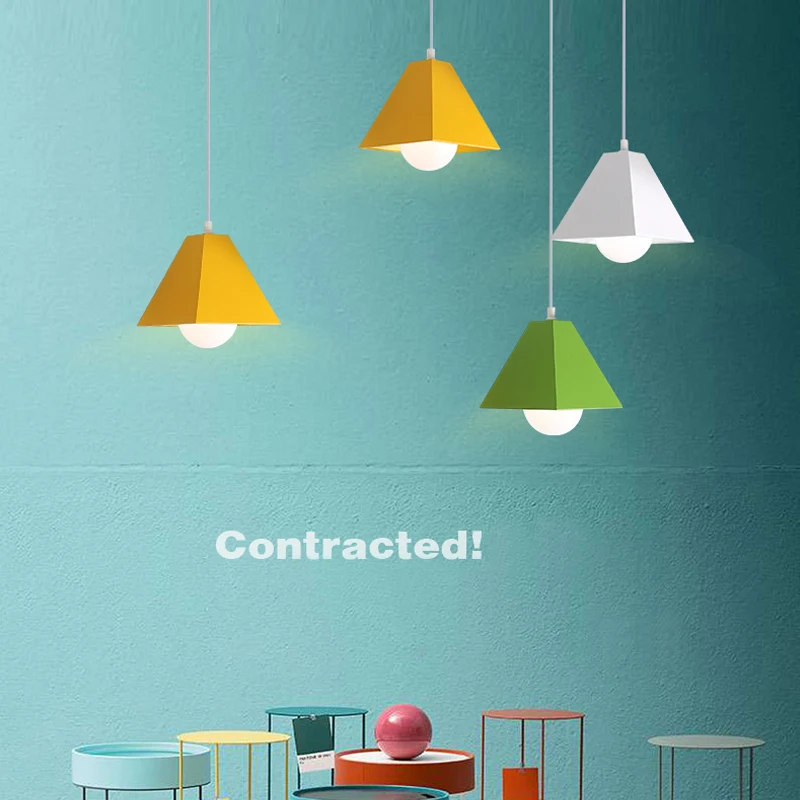 

Nordic macaron restaurant three modern simple bar living room personality colorful small chandelier
