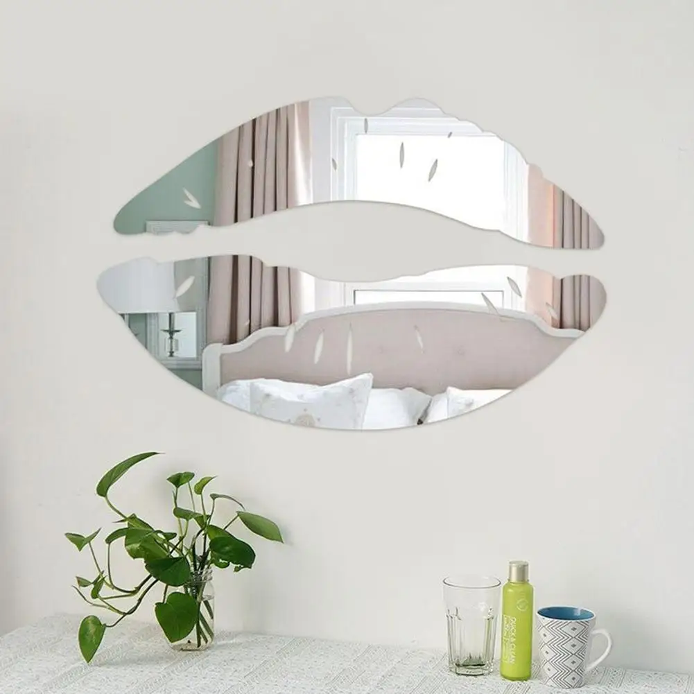 

DIY Modern Art Stickers PVC Living Room Mirror Sticker Mirror Removable Lips Mirror Wall Stickers Decal Art Home Room Decoration