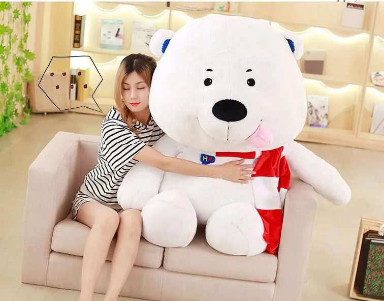 

huge new plush white bear toy big scarf bear doll gift about 120cm 2695