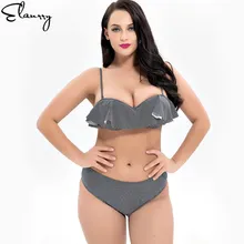 

Large Size Swimsuits 2018 Sexy Push Up Bikini Set Flouching Retro Plus Size Swimwear Female Biquini Bather High Waist Beachwear
