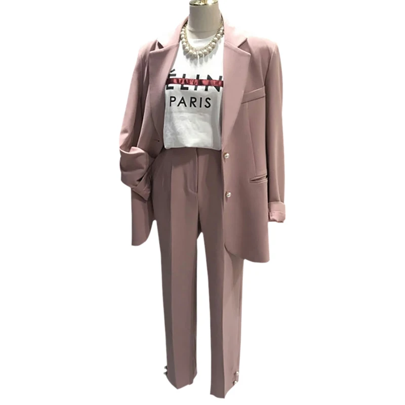 Suit female 2019 spring and autumn new Korean women's casual small suit jacket temperament loose nine pants two sets