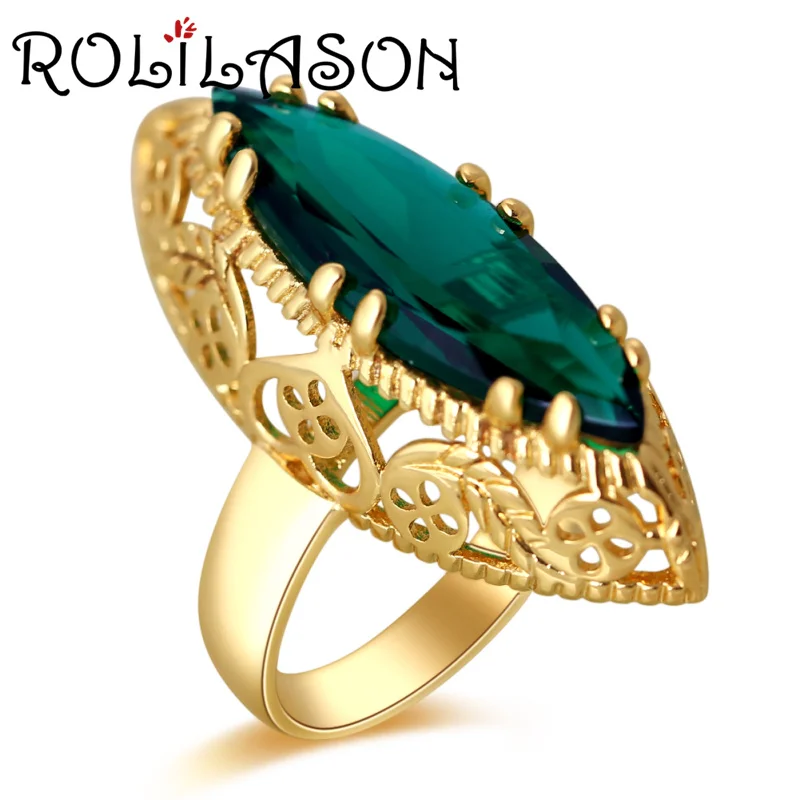 Rollason королевский зеленый циркон золотой тон Свадебные модные ювелирные изделия