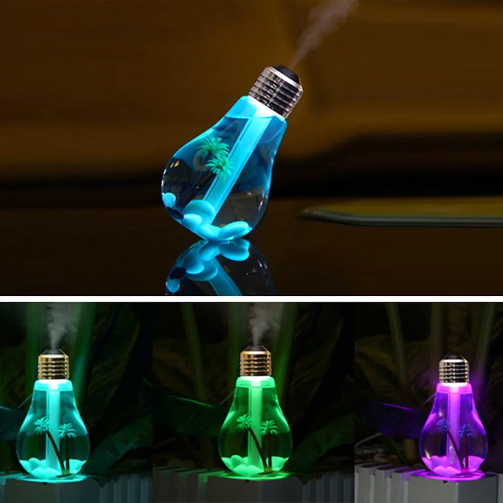 

2019 New 2W Lamp Humidifier Home Aroma LED Humidifier Air Diffuser Purifier Atomizer ABS plastic High Quality LED light Hot Sale