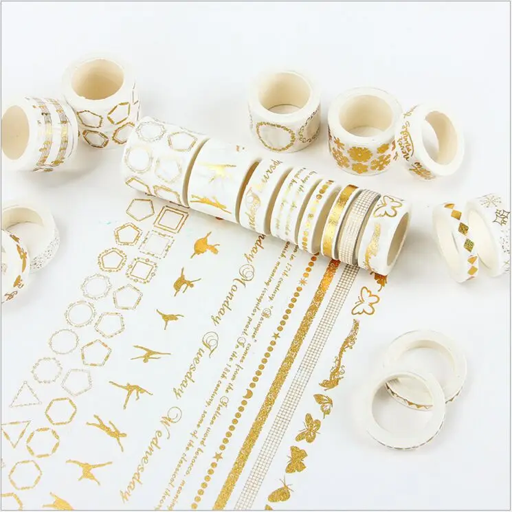 26 стилей золото Фольга штамповки, с принтом в виде звезд, бабочка границы лента для декорации Washi DIY планировщик для скрапбукинга
