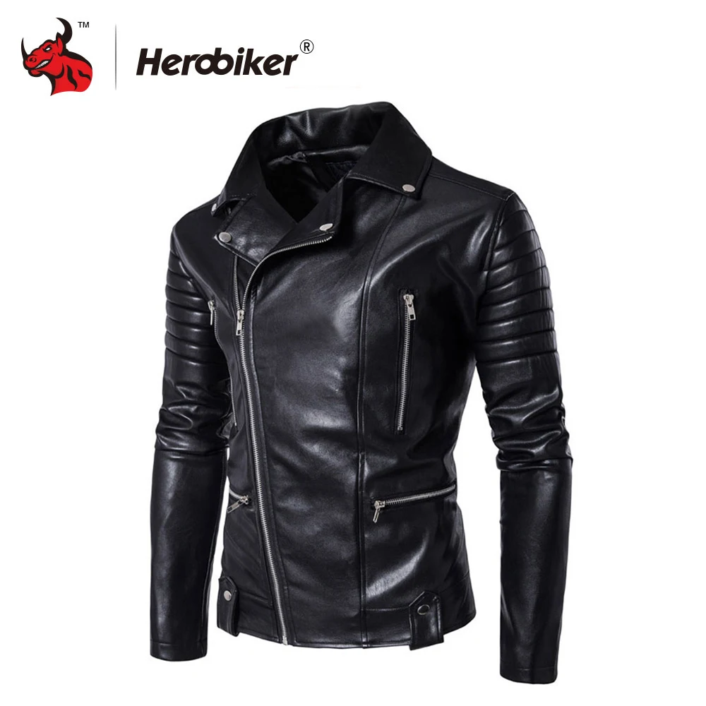 

Spring Autumn Fashion Motorcycle Jackets PU Leather Moto Jackets Men Slash Zipper Lapel Biker Rider Faux Leather Coat