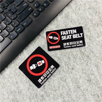 

2Pcs Warning Seat Car Stickers FSATEN SEAT BELT Reflective Driving Safety Stickers Car Dashboard Motorscycle Styling Decals